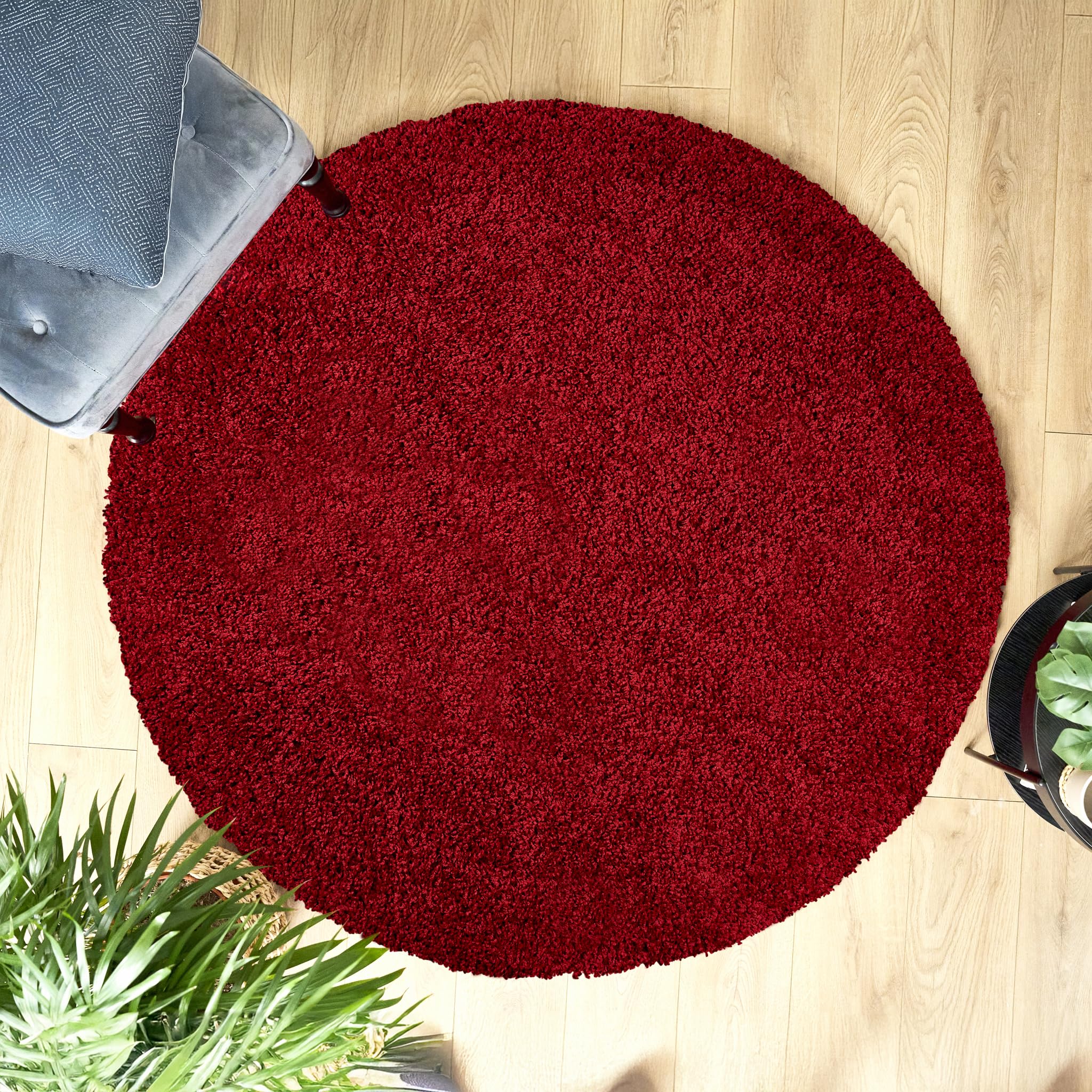 Bravich Round Green Rug 150cm (5') 5cm Pile Green Shaggy Large Circle Thick Fluffy Living Room Hessian Backed Washable — view 118