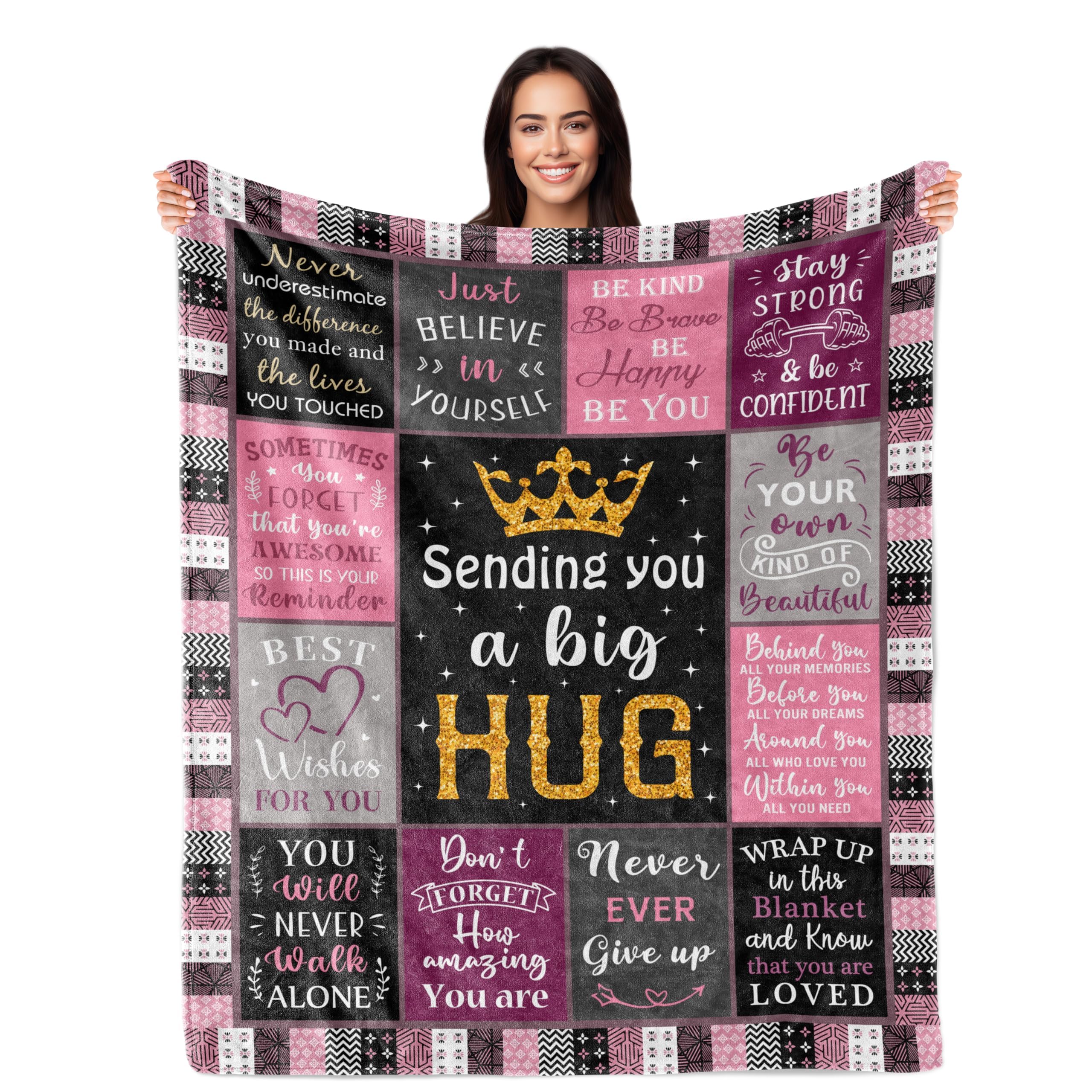 Butuuu Women's Hug Blanket Gifts For Best Friends 130X150| Get Well Soon, Sending Hugs, Encouragement For Friend Or Sister For Comfort Soft Healing Friendship Blanket For Her Sisterideal As A Bedspread, Sofa Blanket