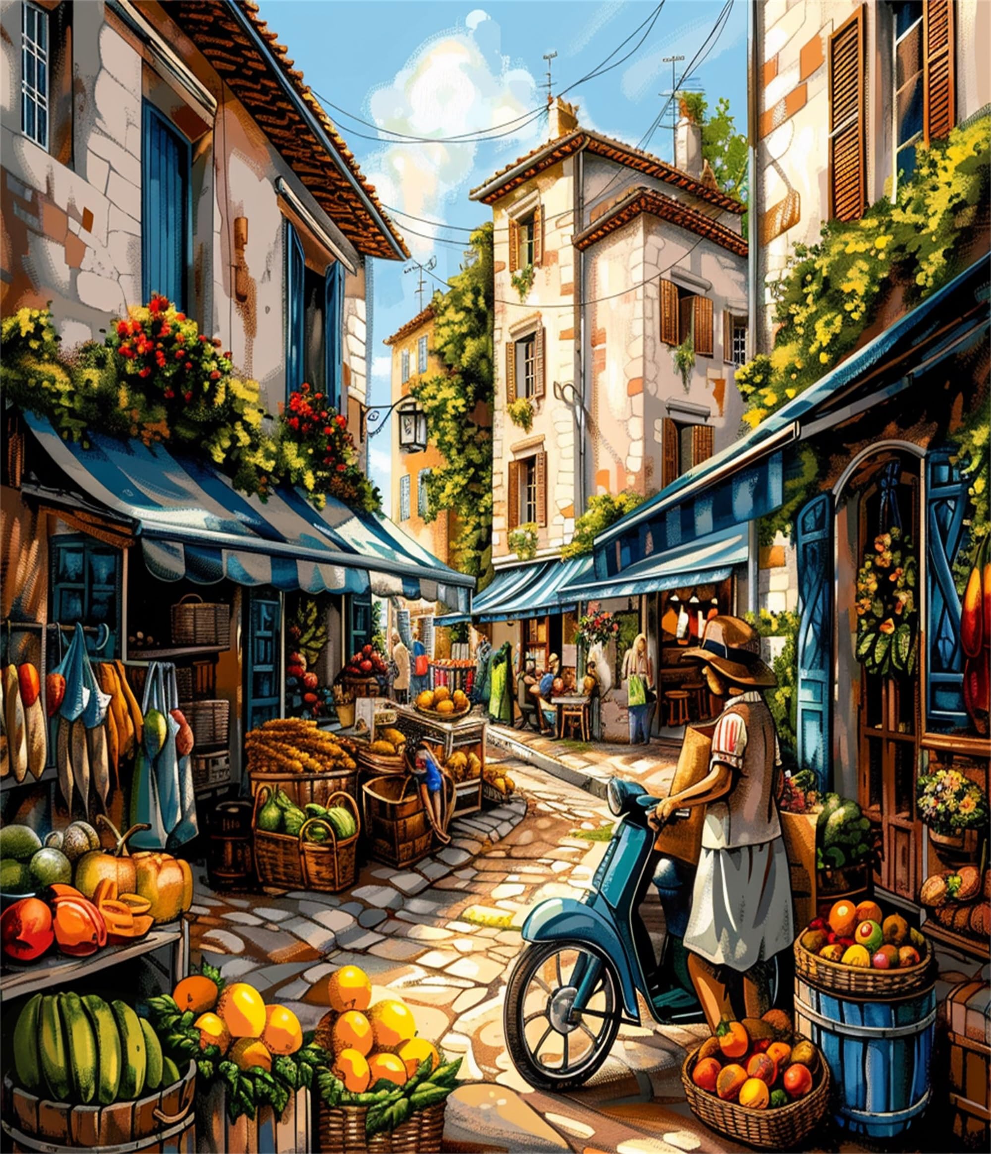 Xiangxujia DIY Paint by Number for Adults,Painting by Number Kits on Canvas,Color by Numbers for Adult Beginner,Gifts Decor for Home Wall Room (Street)