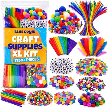 Blue Squid 1750+pcs Craft Kits for Kids, Ages 4-9 Girl Boys Gifts Arts and Crafts for Kids Craft Kits Toys for 4-9 Year Old Girls Boys Birthday Presents Gifts Crafts for 4-10 Year Olds