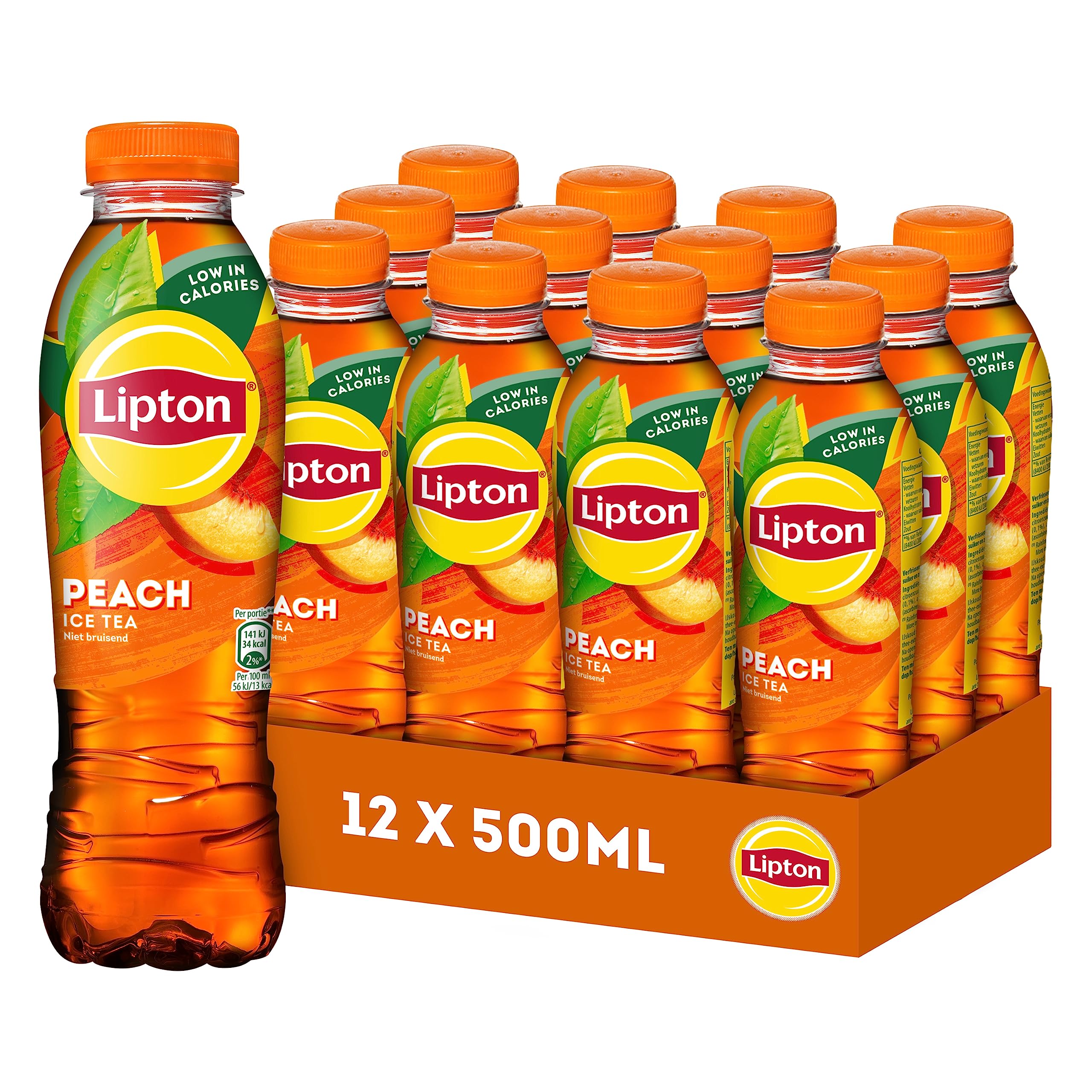 Lipton Peach Ice Tea, verfrissende ijsthee - 12 x 500 ml - Voordeelverpakking