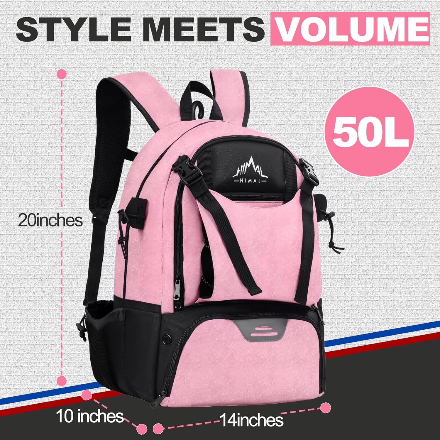 lacrosse bag extra large lacrosse backpack with tow stick holder l-light pink