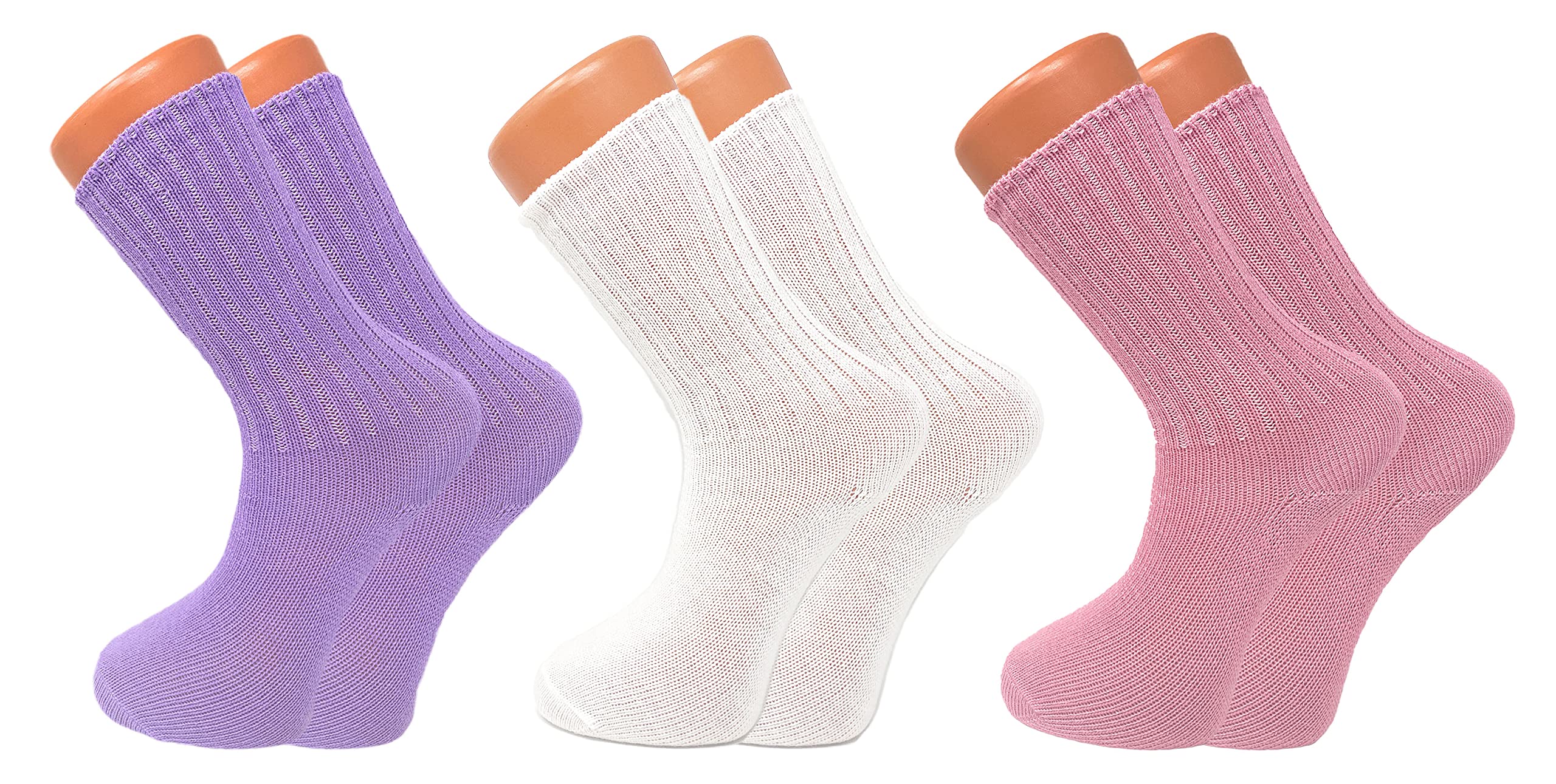 AWS/American Made Women's Loose-Fit Acrylic Crew Socks 3 Pairs Soft and Warm Size 9-11