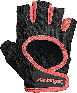 Harbinger Power Gloves, Women’s (Black) - Double-Stitched, Genuine Leather Padded Palm & Reinforced Seams - Easy On/Off Wr...