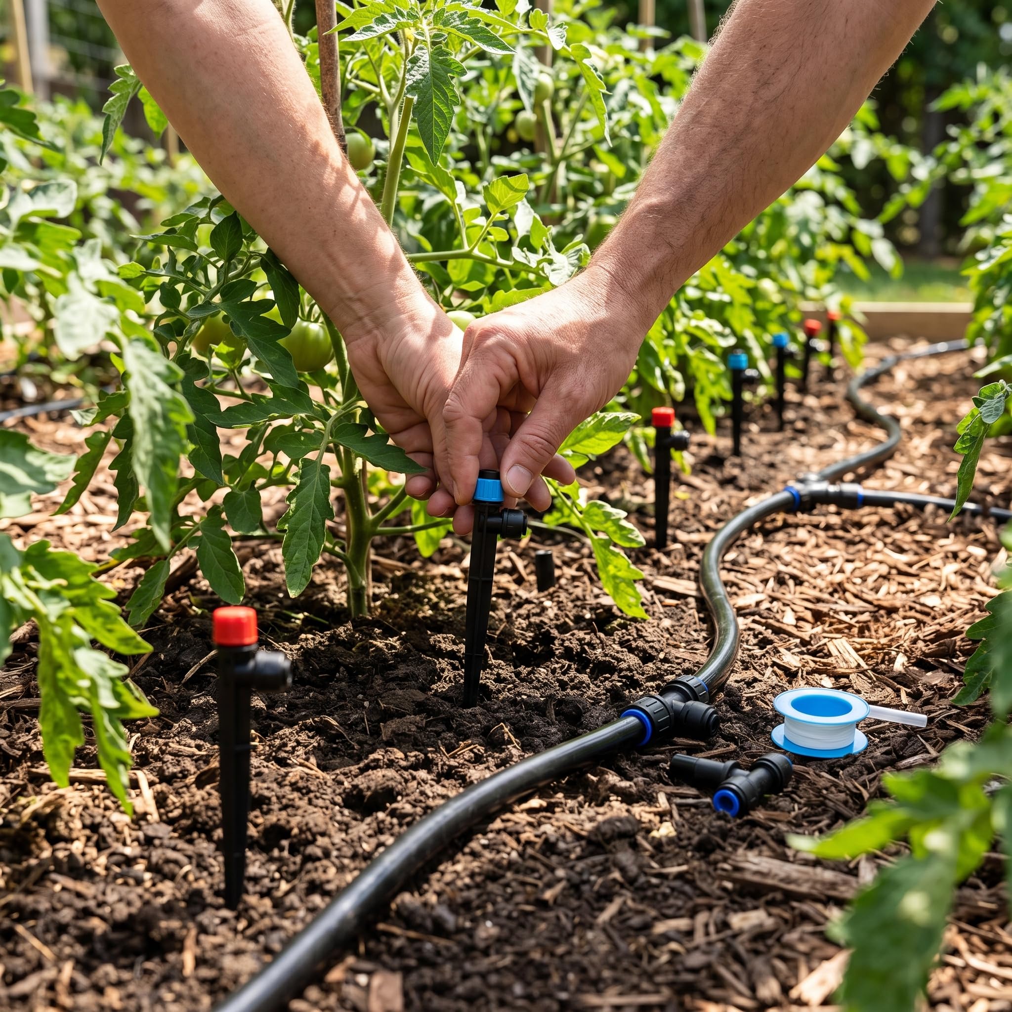 Kit irrigazione a goccia, irrigazione automatica con tubo irrigazione a goccia, regolabile connect, impianto giardino completo