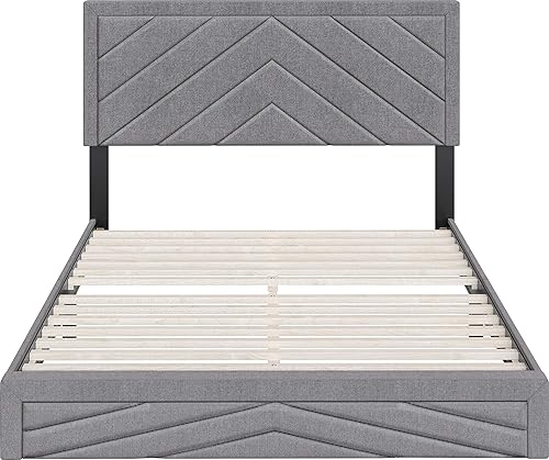 Miniatura 32 de Boyd Sleep Beaumont - Cama de plataforma tapizada con cabecero, base de colchón con 14 soportes de listones de madera, no requiere somier, piel