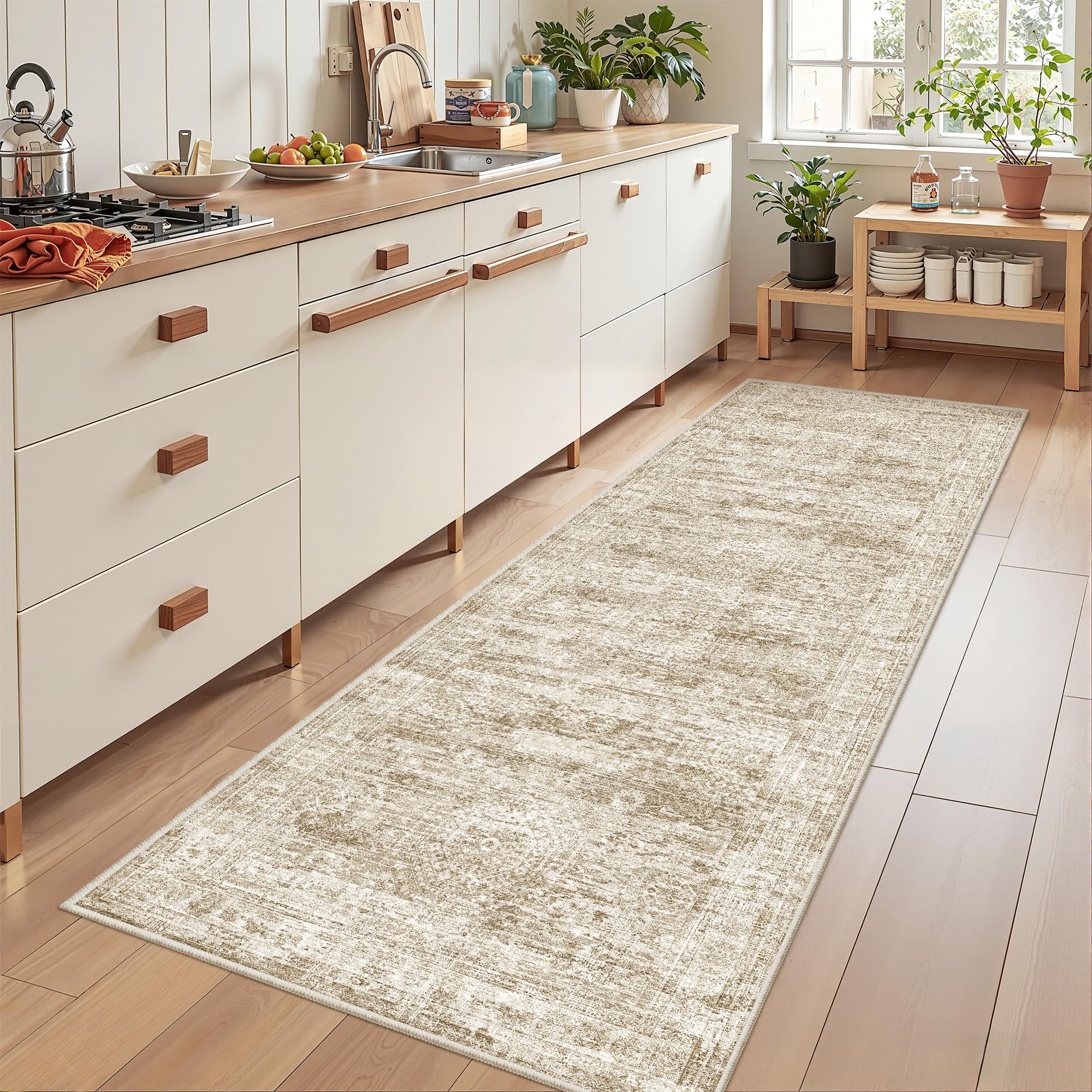 Restydon Kitchen Runner Rug Non Slip - 2.5 x 8 Runners for Hallways, Entryway, Bedroom, Washable Runner Rugs for Bathroom, Laundry Room, Low Pile Soft