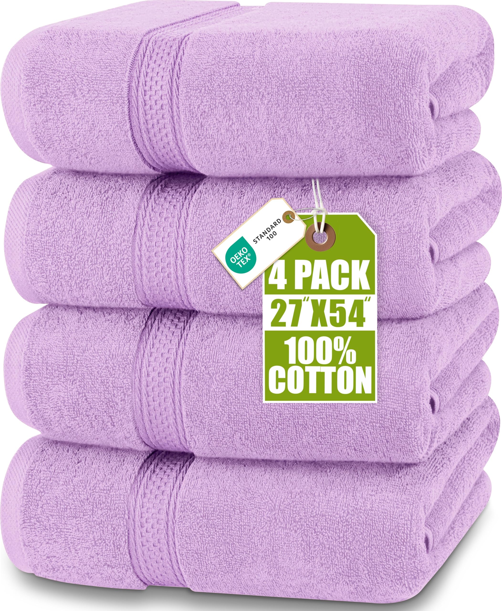 Utopia Towels - Badetücher-Set, Lavendel - Premium 600 g/m² 100% ringgesponnene Baumwolle - schnell trocknend, sehr saugfähig, weiche Handtücher, perfekt für den täglichen Gebrauch (4er-Pack)