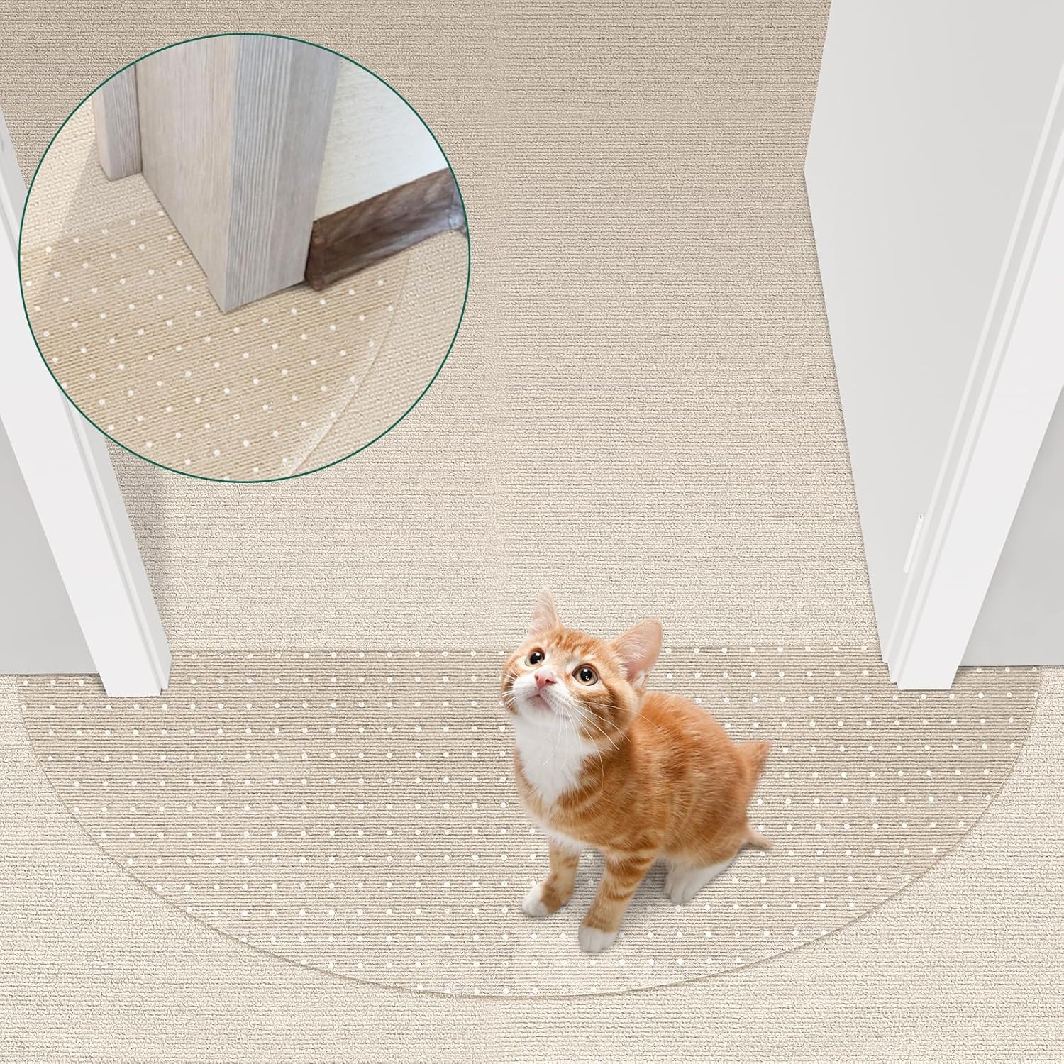Semi-Circular Carpet Protector for Pets 2PCS, Plastic Under Door Cat Carpet Protector for Doorway, Easy to Cut Cat Scratch Carpet Protector Mat, Anti Scratch Carpet Scratch Stopper for Cats