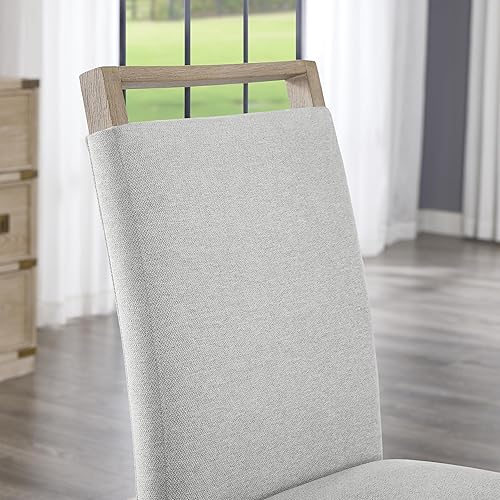 Miniatura 11 de Roundhill Furniture Zelalle - Juego de comedor de 7 piezas, mesa con 6 sillas, acabado cepillado con alambre blanco