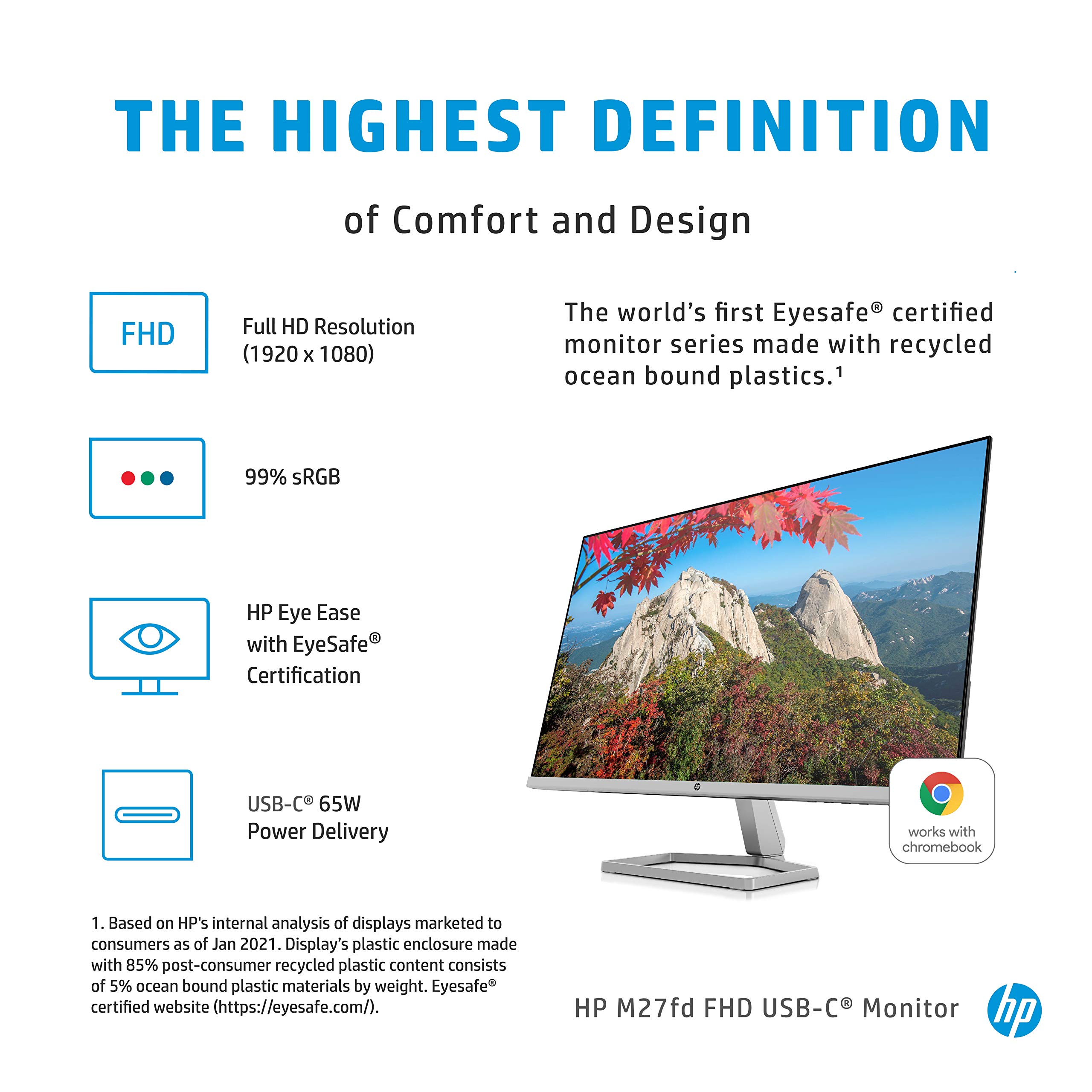 Amazon.com: HP M27fd FHD 65w USB-C Monitor - Works with Chromebook