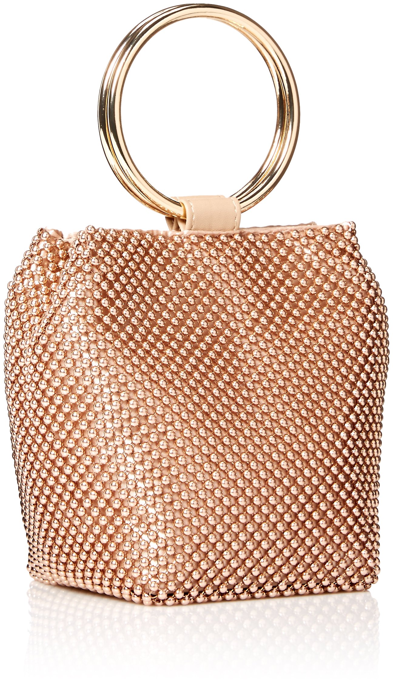 Jessica McClintock Womens Gwen Ball Mesh Ring Wristlet Pouch Clutch - Bolsa de noche Mujer