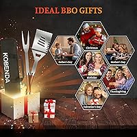 Vista 4 de Accesorios para parrilla de barbacoa, juego de parrilla de acero inoxidable con bolsa de almacenamiento, espátula, tenedor, cepillo de limpieza