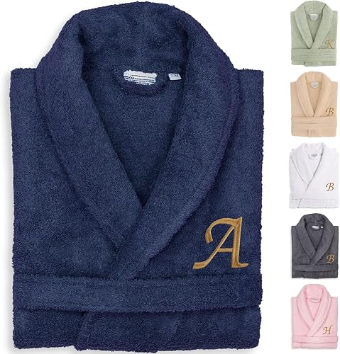 Aristocrat Custom Embroidered 100% Turkish Cotton Bathrobe –Personalized Robe, Soft Terry Cloth Unisex Bathrobe