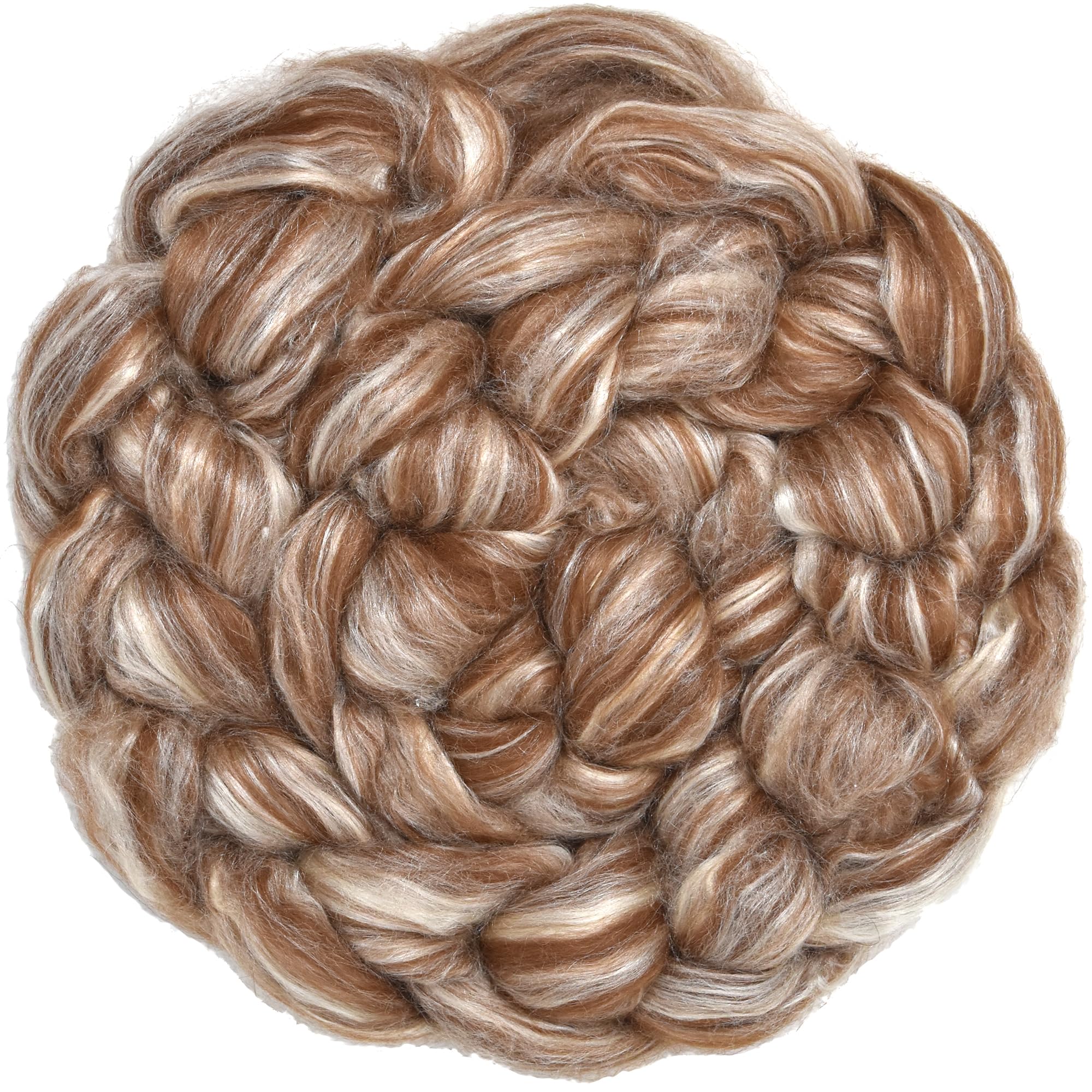 Living Dreams Yarn Baby Alpaca Silk Fiber Blend. Luxuriously Soft Combed Top Wool Roving for Spinning, Felting, Blending and Other Fiber Crafts. Natural Light Brown