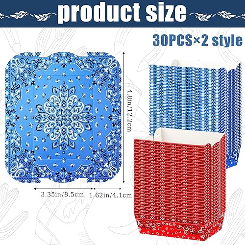 Miniatura 2 de Pinkunn Paquete de 60 suministros para fiesta de vaquero, decoraciones de cumpleaños de vaquero, bandeja de papel desechable para alimentos, bandeja