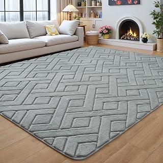 4x6 Grey Washable Area Rug for Bedroom, Modern Geometric Shag Non-Slip Living Room Rugs, Fluffy Plush Soft Memory Foam Carpet for Kids Boys Room Nursery Room Dorm Bedside Decor - Amazon product rated Grade A