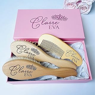 Personalized Wooden Baby Brush Set | Wooden Baby Brush and Comb Set| Personalized Baby Gift | Personalized Baby Gift Girls Girls | Princess Crown