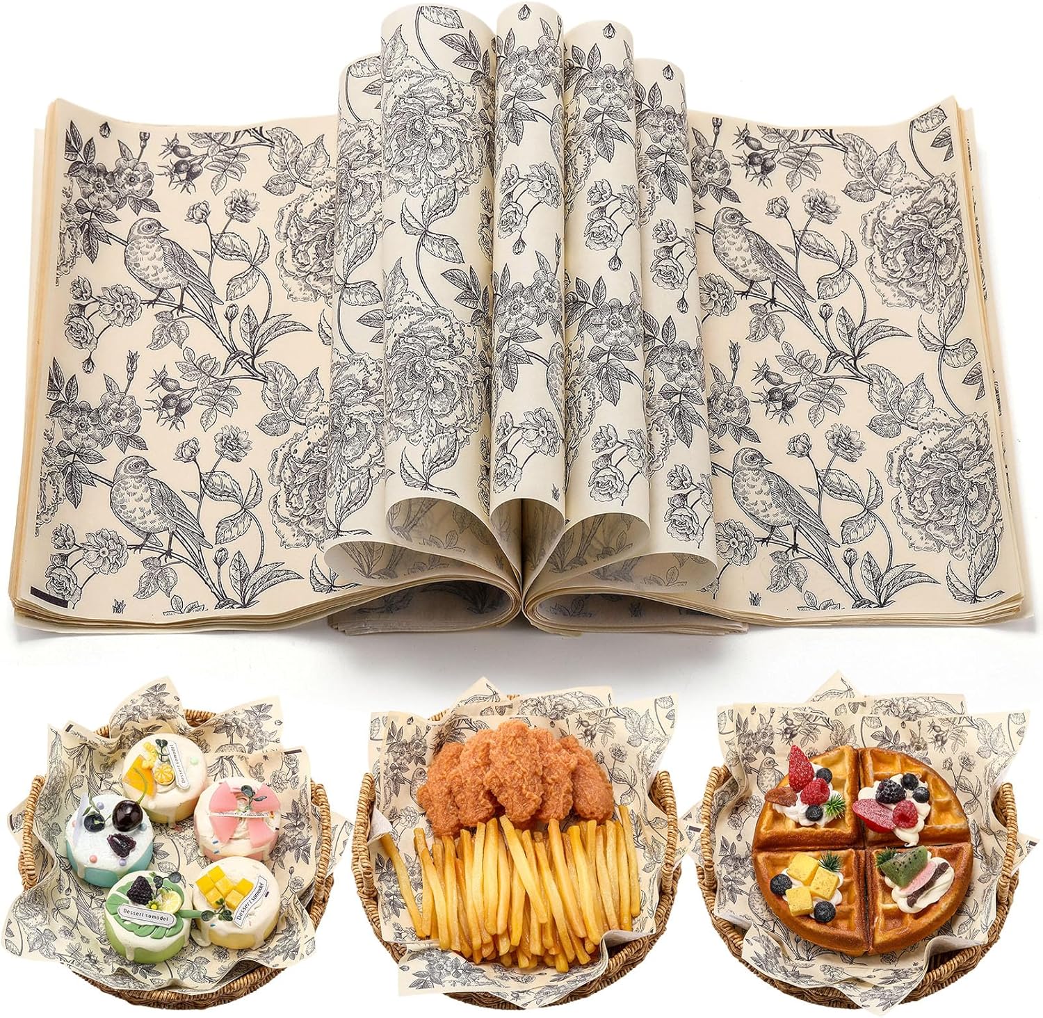 AmazingSpark 150 Pcs Fall Deli Wax Paper Sheets for Food Pumpkin Bird