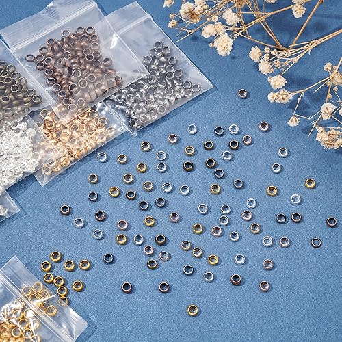 Miniatura 2 de PH PandaHall 800 cuentas de engarce Rondelle en 8 colores, tapones espaciales de 0.157 pulgadas y cuentas espaciadoras, tapón de extremo de