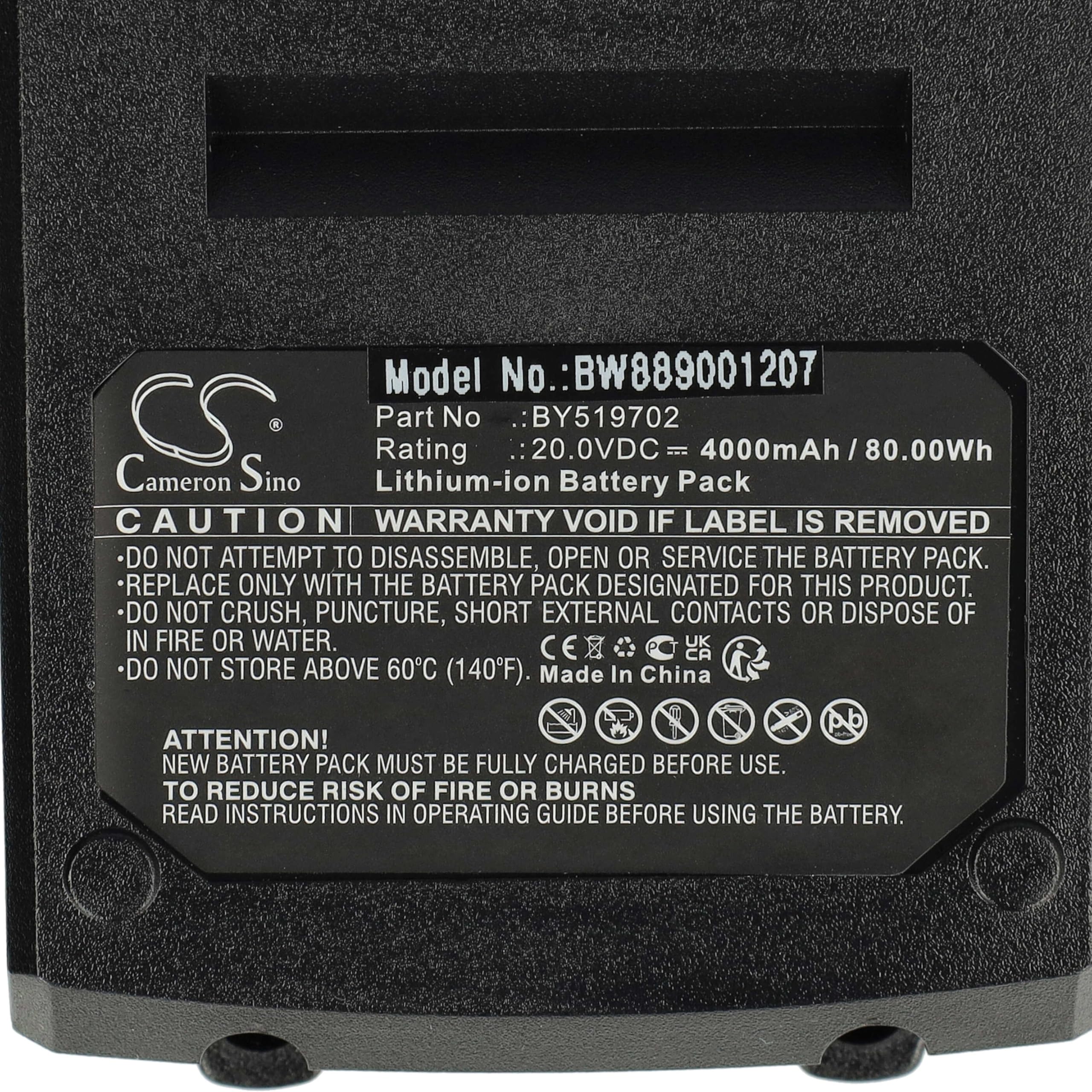 vhbw batteria compatibile con Skil 20V PwrCore 20 JIGSAW, DL527501, ID572701, HD5278E-20, HD5294E-20 utensile elettrico (4000 mAh, Li-Ion, 20 V)
