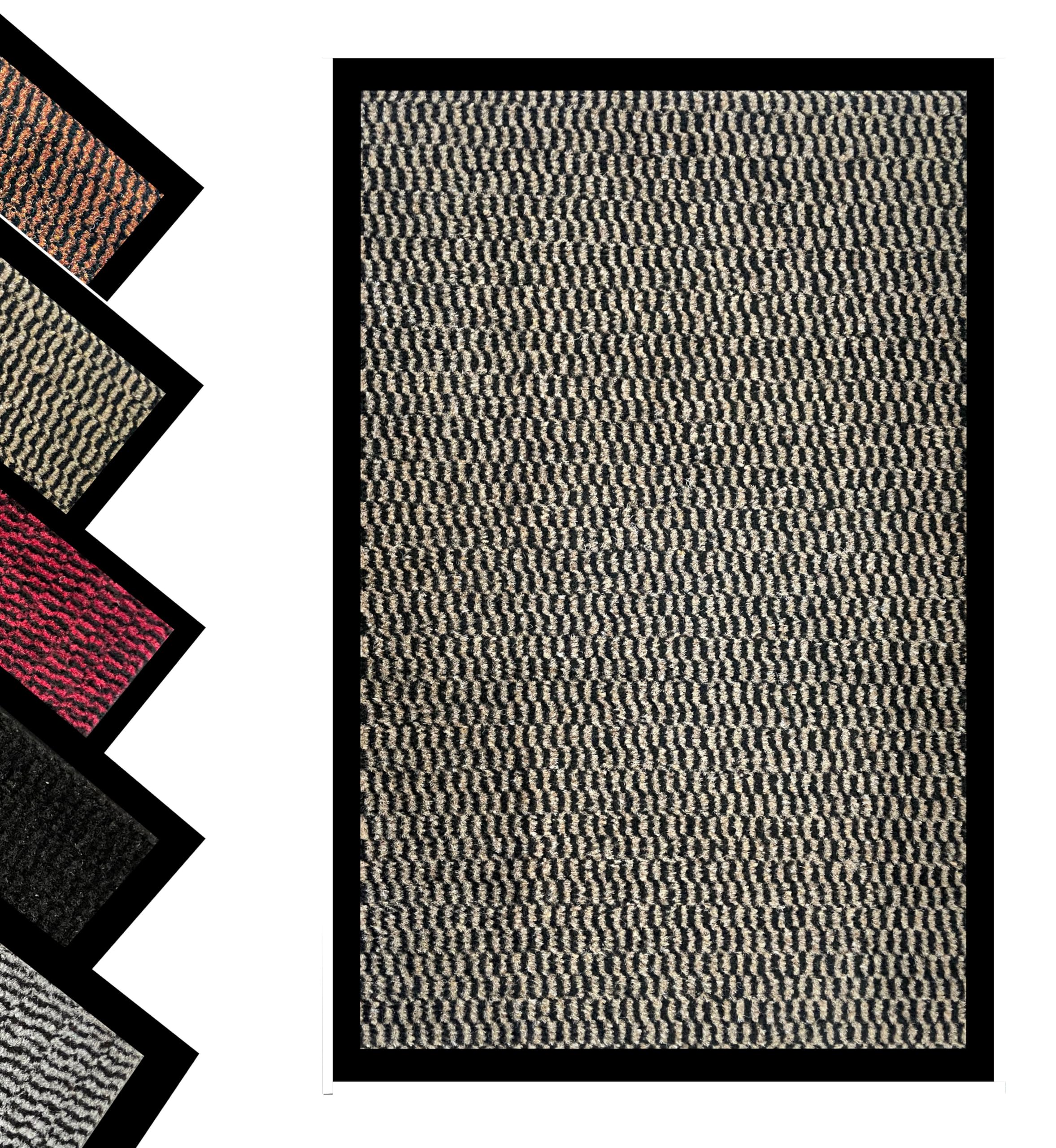 Pagnanno. - Dirt Trapper Door Mat - Indoor/Outdoor non-slip Washable Barrier Door Mat, Heavy Duty Entrance Rug Shoes Scraper, Super Absorbent Front Doormat Carpet (Beige, 60x90cm (Pack of 2))