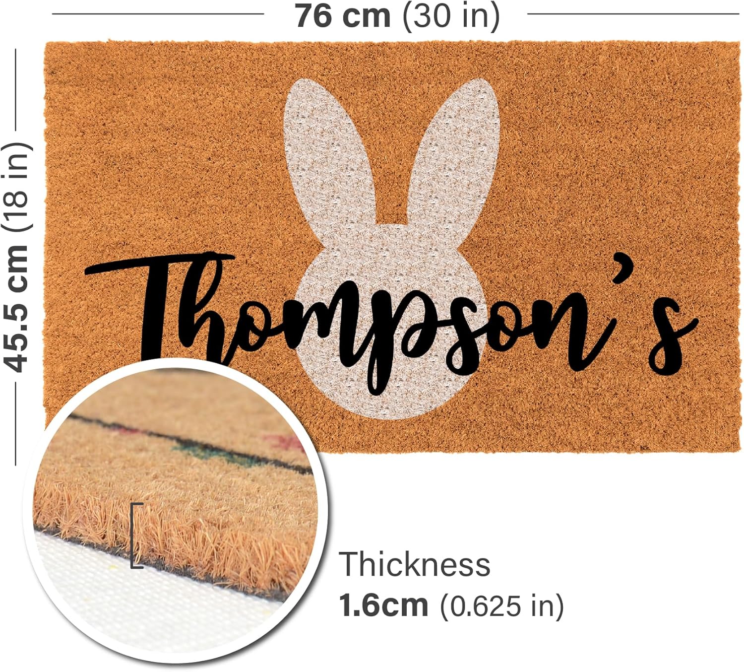 COCO MATS 'N MORE Easter Design Coco Doormat – Durable Non‑Slip Outdoor Door mats for Front Porch | Stylish Easter Coir Doormat (18" X 30" | Easter Bunny Welcome Mat | Made in USA)