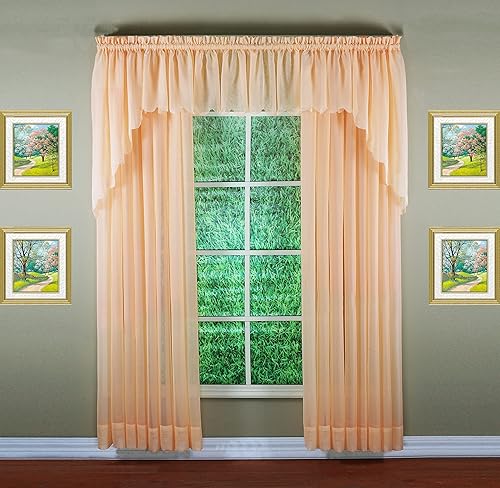 Miniatura 10 de Today's Curtain Emelia - Cenefa de gasa original de 14 pulgadas, melocotón, 60 pulgadas de ancho x 14 pulgadas de largo