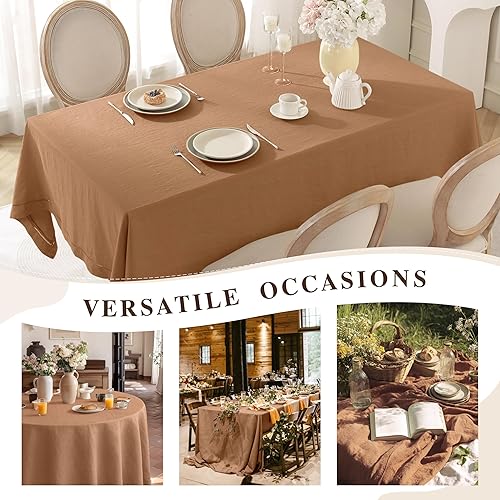 Miniatura 7 de Linen World - Mantel de lino de otoño de 55 x 55 pulgadas, mantel rectangular lavable de lino francés para comedor, al aire libre, bodas y