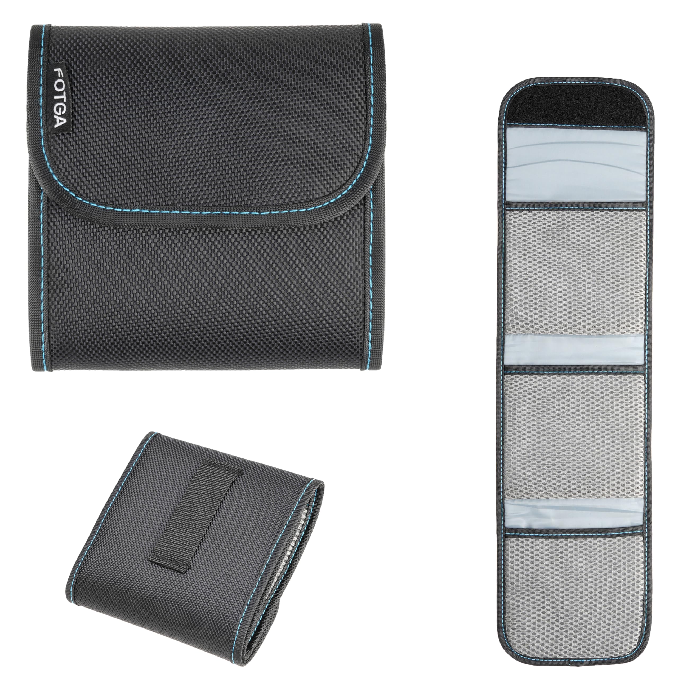 FOTGA 3-slot Camera Lens Filter Case Pouch Holder for 4x4 100mmx100mm Square Filter Circular Filter Up to 95mm CPL UV ND Filter,with Belt Loop,Cleaning Cloth, Water-Resistant Dustproof Shockproof