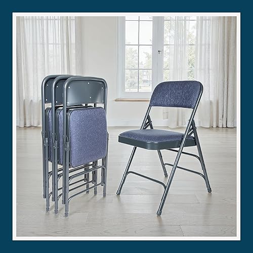 Miniatura 10 de OEF Furnishings Sillas plegables tapizadas de acero de alta calidad, paquete de 4, color azul