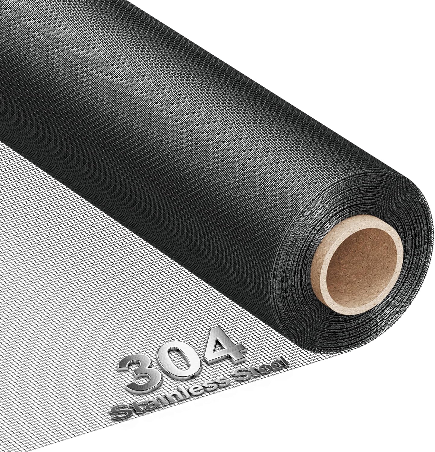 MAGZO 304 Stainless Steel Mesh Window Screen Roll (35IN x 10FT) - 22 Mesh Black Heavy Duty Window Screen Replacement, Rustproof & Petproof Metal Woven Wire Mesh for Doors, Patio, Pet, Poultry Cage 35IN x 10FT Black