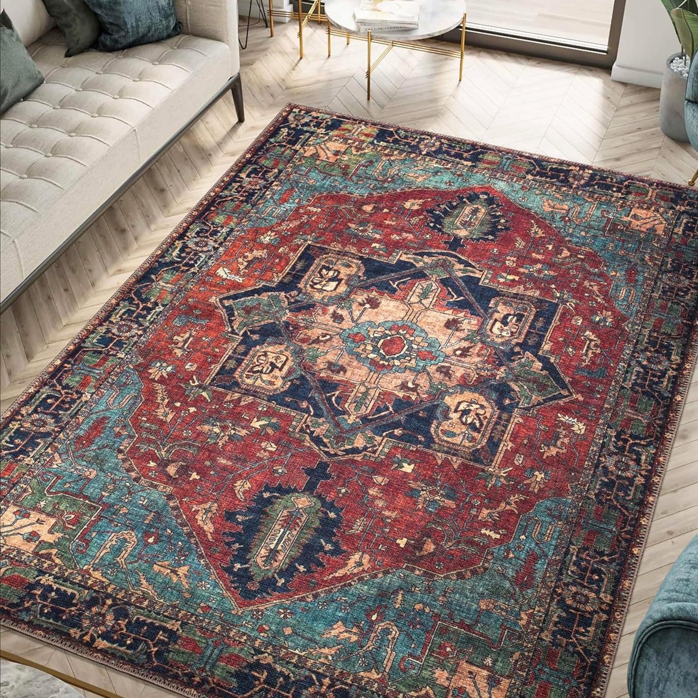 Tapis de salon rouge 200x250 pour réchauffer votre grande salle à manger