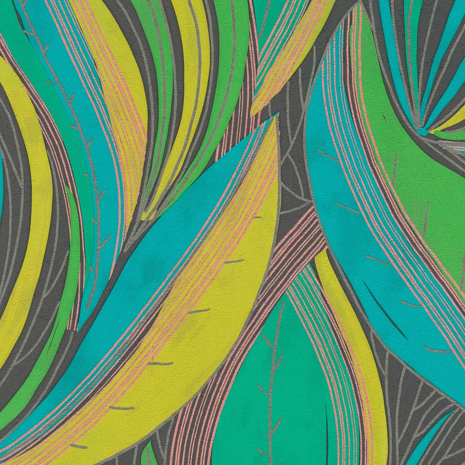 Papier peint floral vert noir Profhome 786551-GU intissé de 5,33 m2