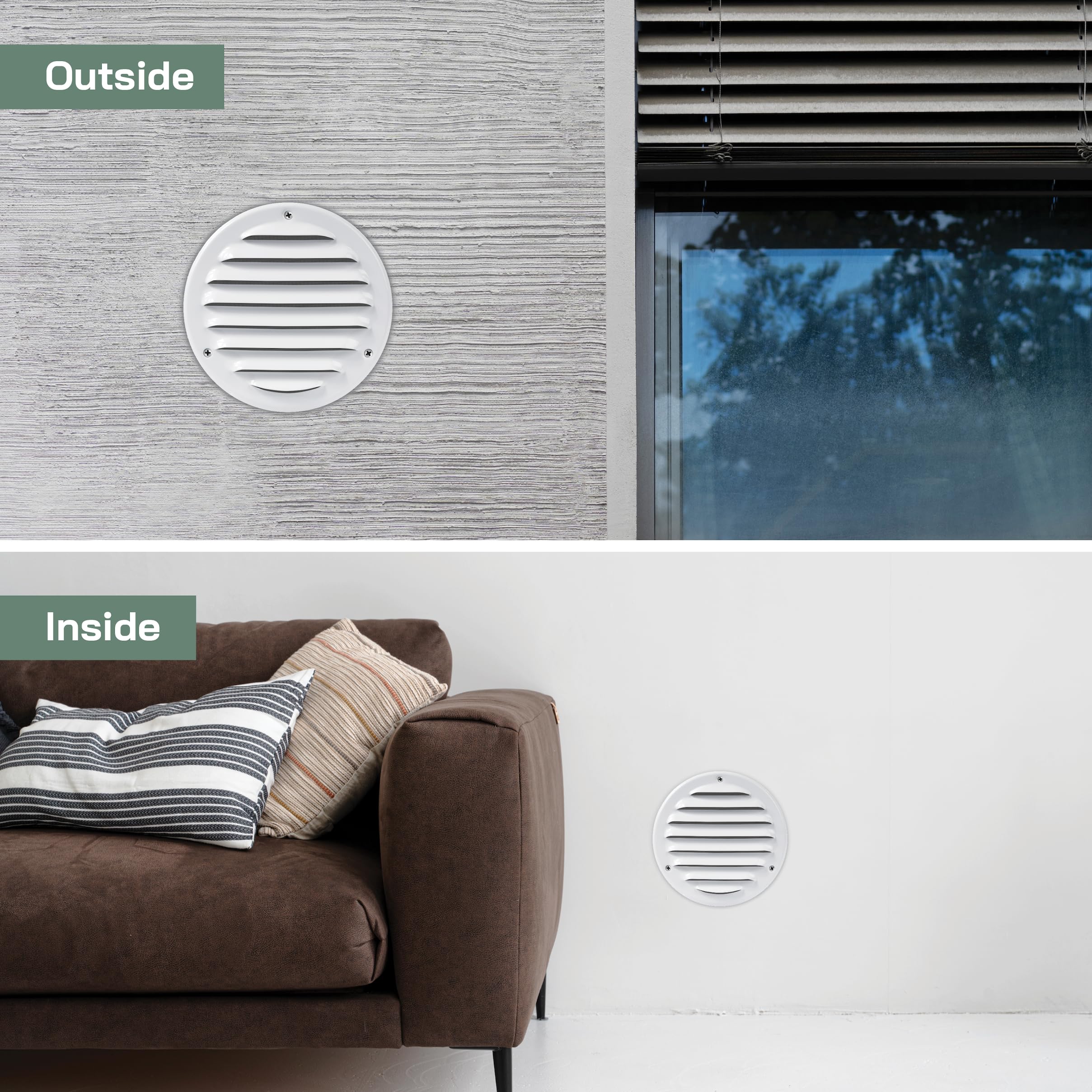 Vent Systems 10,2 cm di colore bianco - Confezione da 10 feritoia rotonda per ventilazione - copertura per griglia - zanzariera integrata - prese d'aria HVAC per bagno, casa, ufficio, cucina
