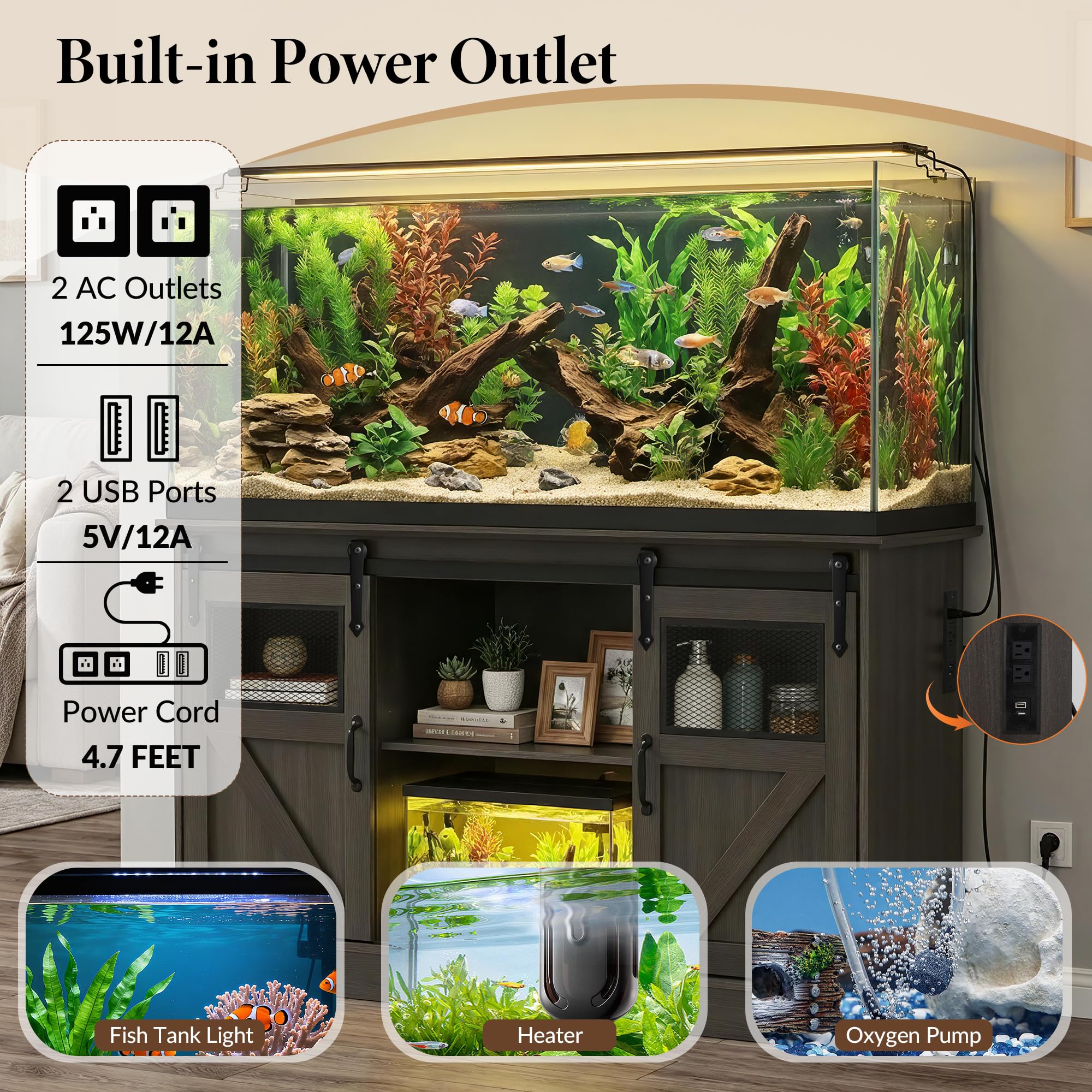 FISH TANK会報　65〜108 Amazon.com : TITIMO 55-75 Gallon Fish Tank Stand with Power Outlet
