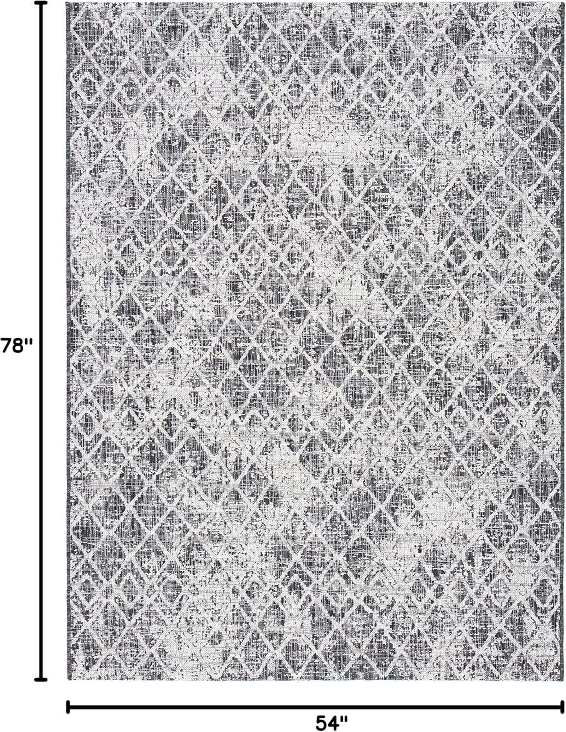 SAFAVIEH Washable Rug Outdoor Courtyard Collection - 4'5" x 6'5", Black & Grey, Non-Shedding & Easy Cleaning, Ideal for Patio, Backyard, Mudroom (CY8380-37621)