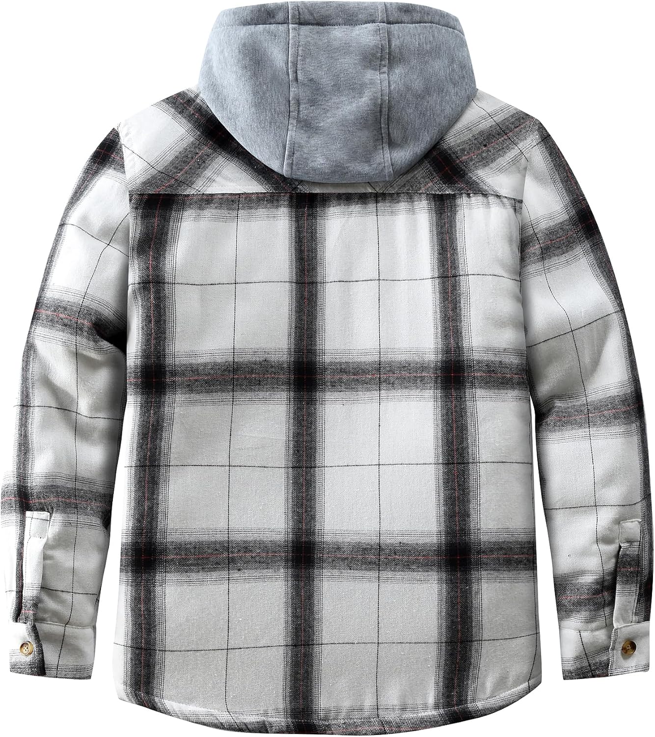 Men's Quilted Lined Flannel Shirt Jacket Button Down Flannel with Hood Lightweight Quilted Jackets for Men - Image 4
