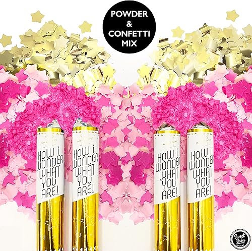 Miniatura 2 de Sweet Baby Co - Cañón de confeti de revelación de género con polvo de color para niños o niñas humo de confeti azul y humo de confeti rosa juego de