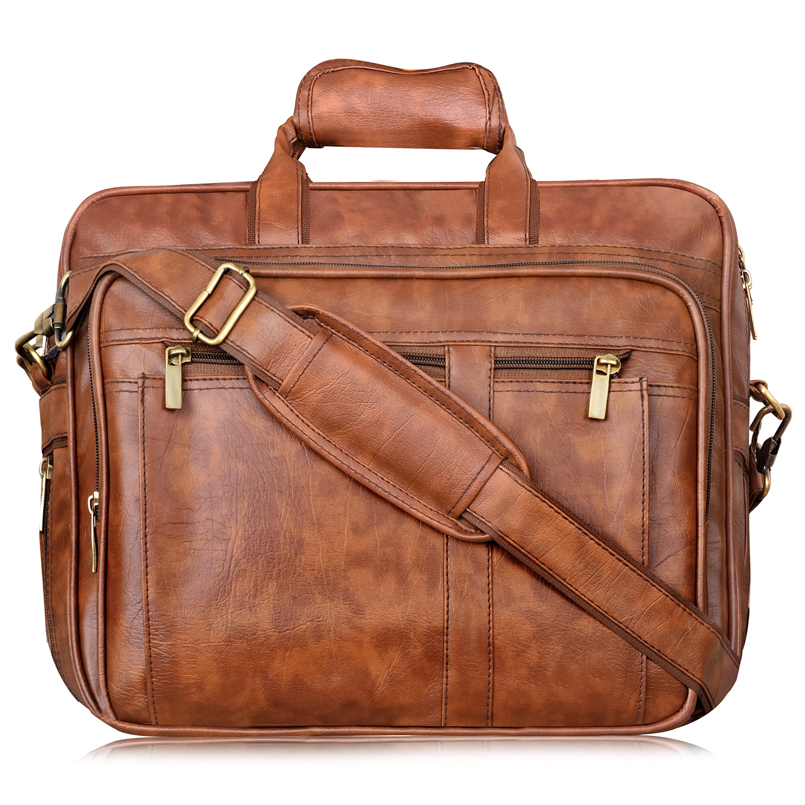 SHG ENTERPRISE Tan Color Faux Leather 28L Laptop Messenger Bag For Men BG59 (B0CW19DZ95) Amazon Price History, Amazon Price Tracker