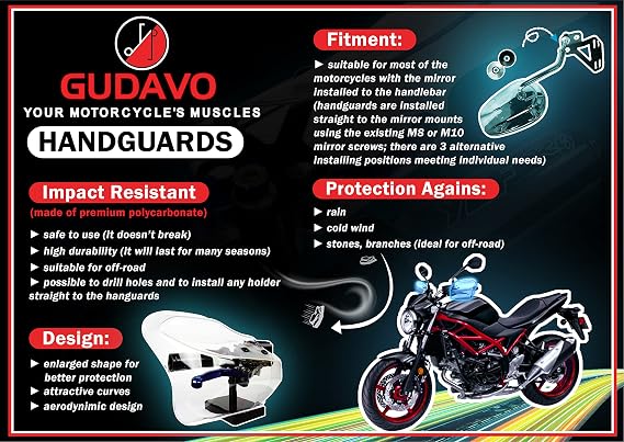Motorcycle Hand Guards Windshield Deflectors 1 Pair Adjustable Handguards Wind Cold Protectors 8mm 10mm Mounting Hole Wind Guards comaptible with Harley Davidson Ducati Monster Yamaha Suzuki Honda