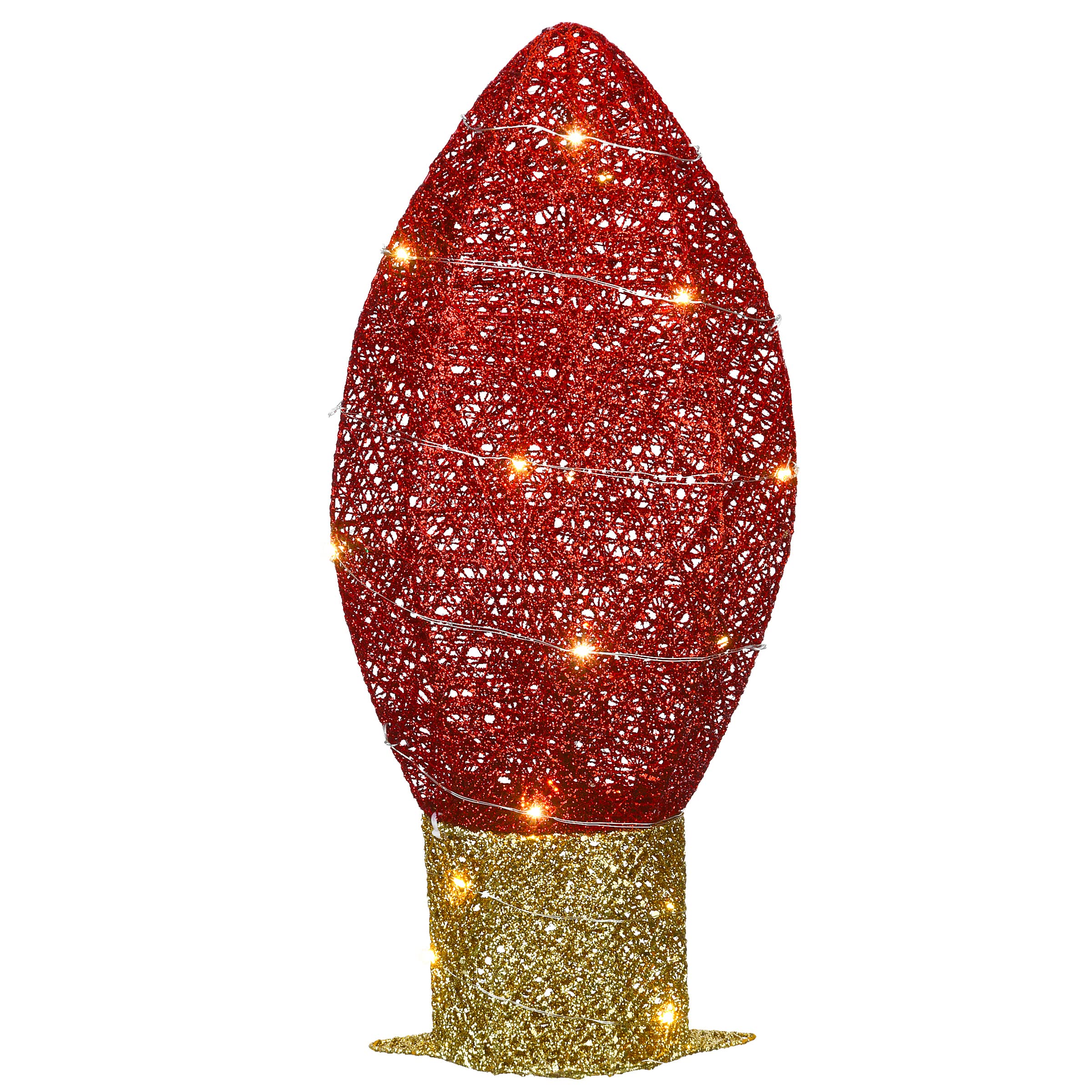 National Tree CompanyPre-Lit Outdoor Light Bulb Decoration, Red, White LED Lights, Battery Operated, Christmas Collection, 20 Inches