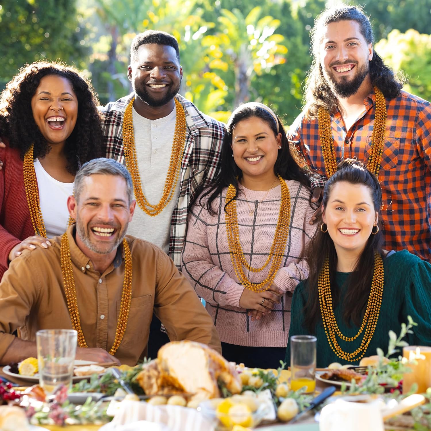 Beaded Necklace, 200 PCS 33" Orange Mardi Gras Beads, Mardi Gras Accessories, Costume Bead Necklace Bulk, Party Parade Beads for Pirate Wedding Birthday Halloween Party Supplies - Image 6