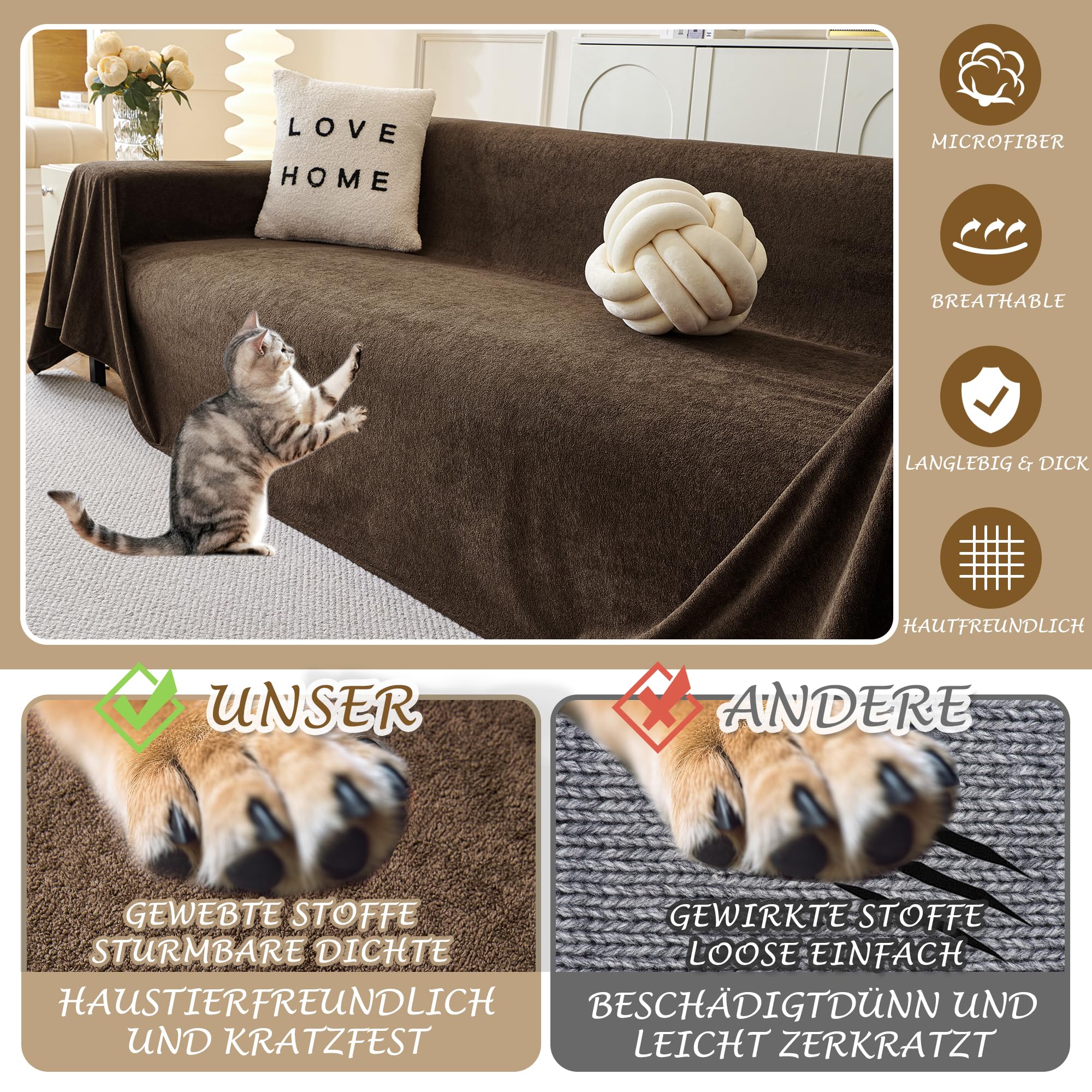 Dokeno Waterdichte hondendeken, aan beide zijden verkrijgbaar, zacht, voor grote en kleine honden/katten, bescherming voor bank, bed en auto, wasbaar, grijs, 76 x 180 cm