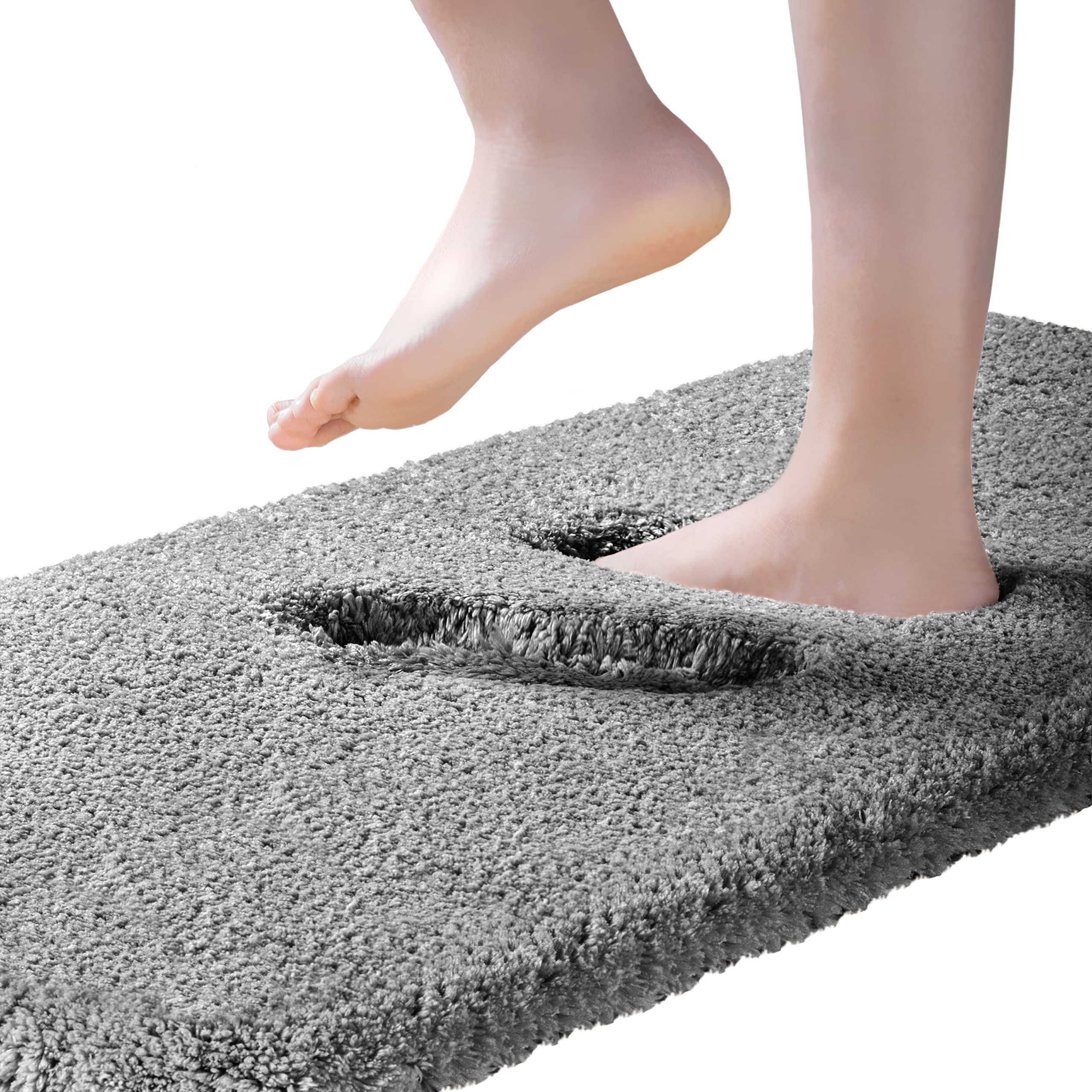 Alfombra de baño ultra gruesa y larga antideslizante, altamente absorbente, alfombra de baño para baño, alfombra de noche súper suave de microfibra, 50 x 178 cm, gris oscuro