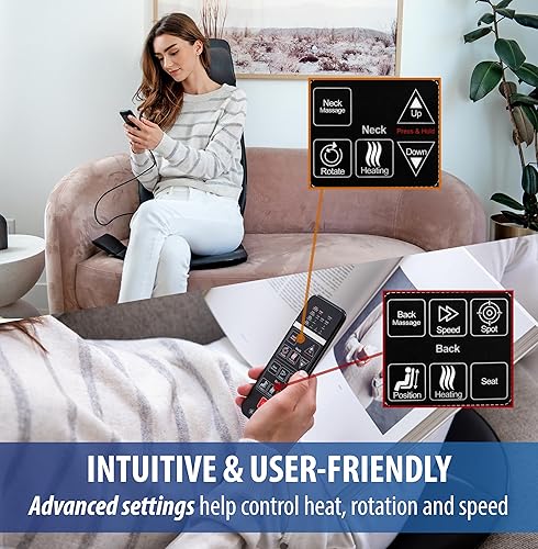 Miniatura 6 de Zyllion Shiatsu - Masajeador de cuello y espalda con calor para silla, almohadilla de masaje de tejido profundo 3D eléctrico de cuerpo completo con