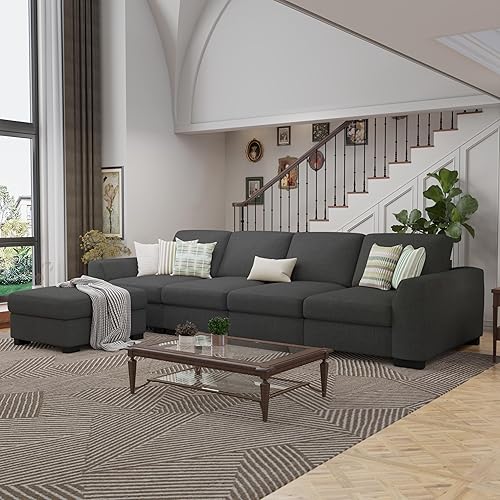 Miniatura 7 de Sofá modular seccional, sofá modular convertible de 130 pulgadas con 4 almohadas, sofá modular de gran tamaño de 4 asientos con otomanas de
