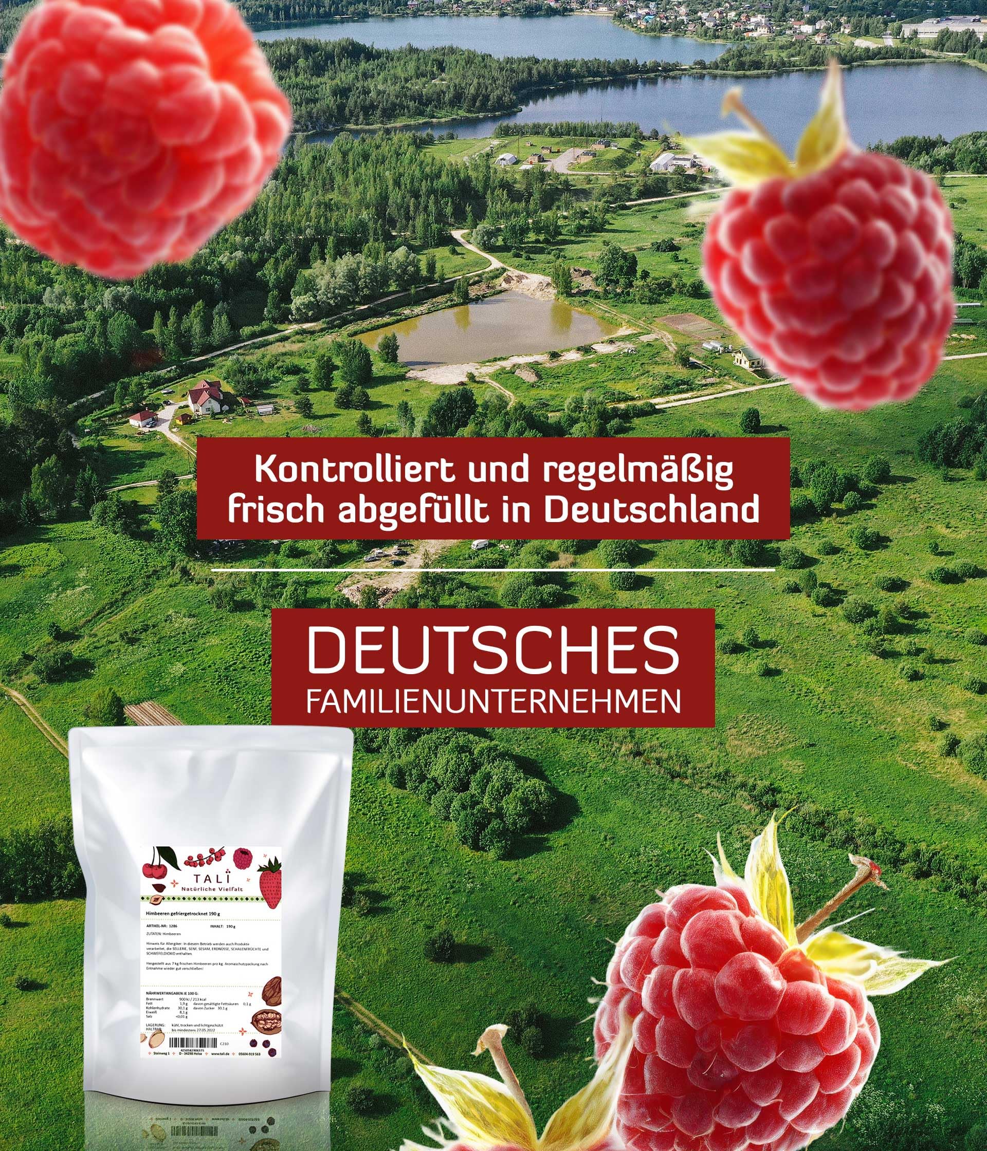 TALI Himbeeren gefriergetrocknet 500 g | bruchgeschützt im Umkarton