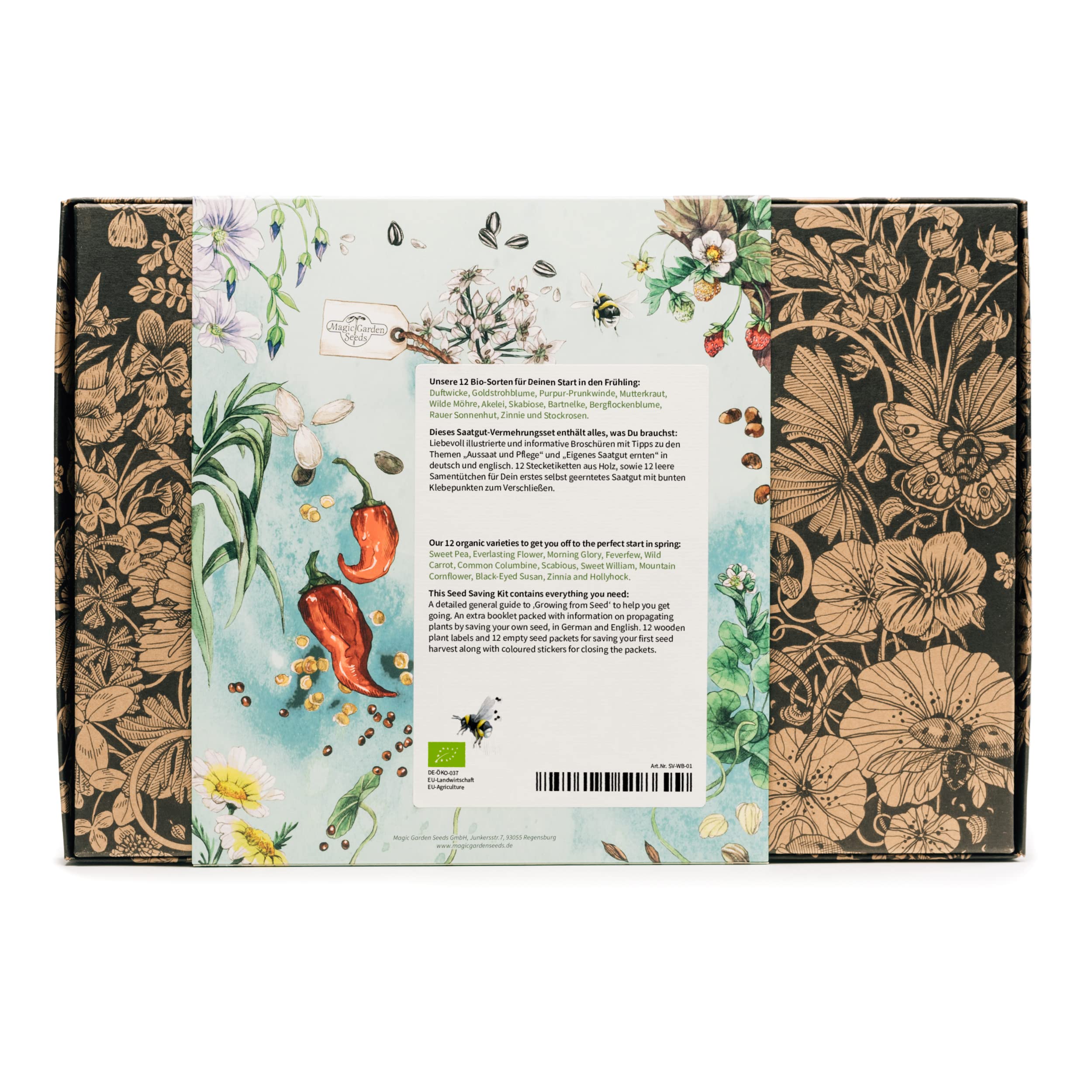 Coffret de multiplication de graines bio pour tous les jardiniers*en herbe, avec 12 variétés sélectionnées et éprouvées du monde des fleurs - Explosion de fleurs sauvages.