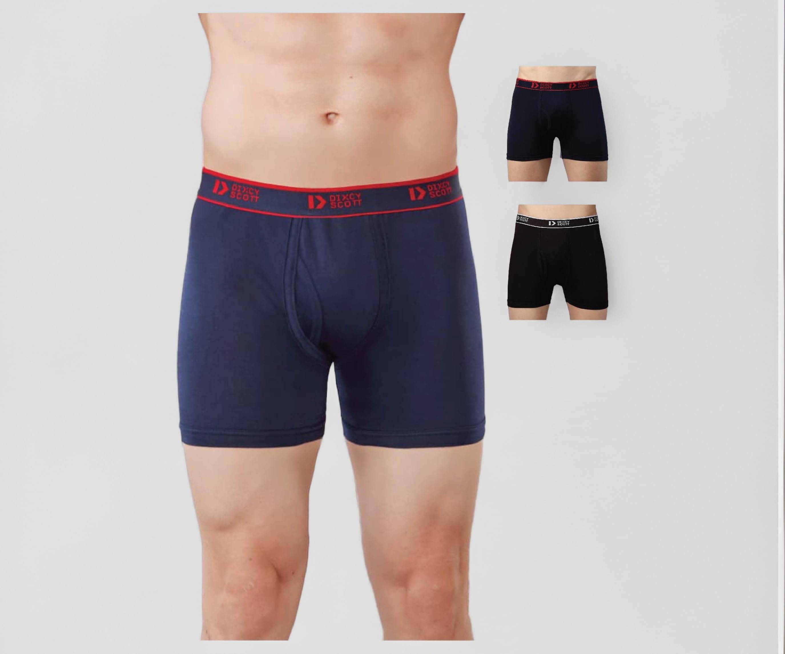 Cross Trunk | Long Leg Trunks for Men | 100% Combed Cotton | Soft, Sweat-Absorbent Waistband | C-Open Front Men's Underwear | Self-Hem Leg Grip Innerwear for Man | Pack of 3